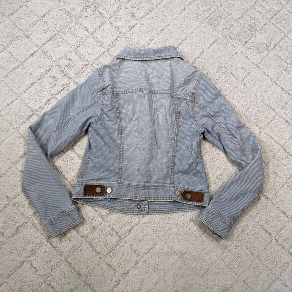 Pilcro and The Letterpress Jacket Women's M Blue Stripe Jean Denim Button Down  - Picture 8 of 8